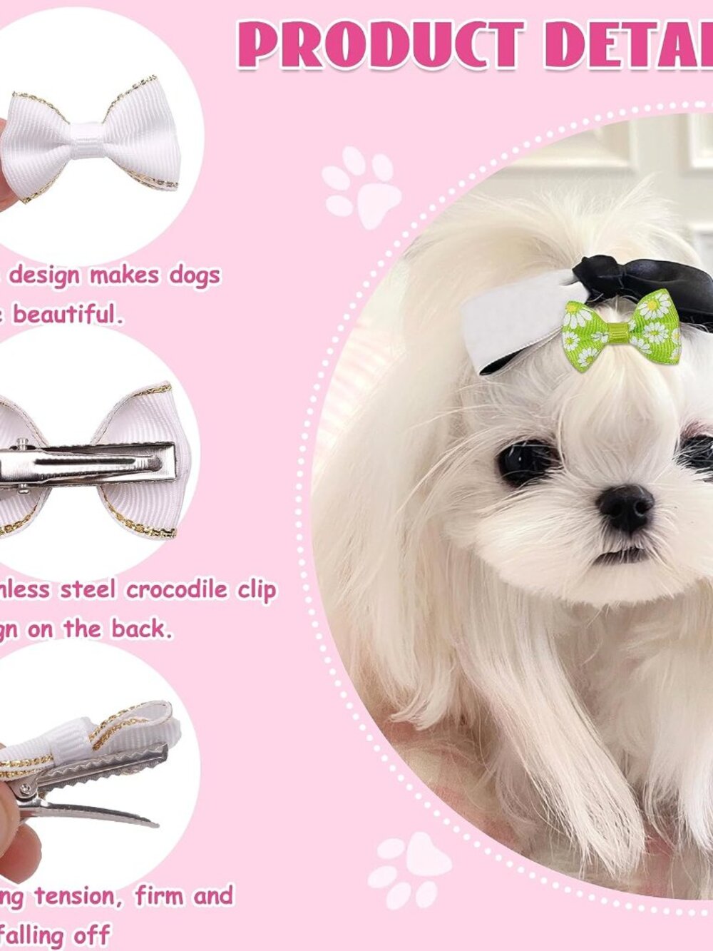 60PCS 30 Paris Cute Puppy Dog Small Bowknot Hair Bows with Metal Clips Handmade - Picture 5 of 6
